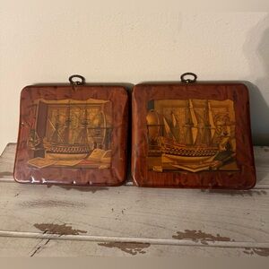Vintage Charles Cermey Decoupage Nautical Wall Plaques